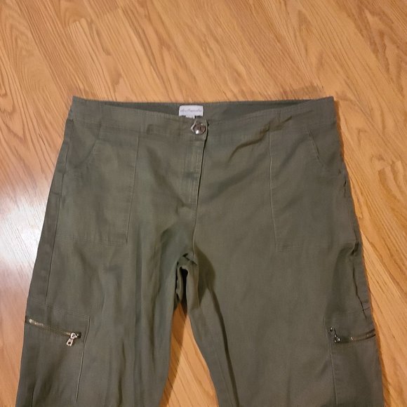 LEL LONG ELEGANT LEGS ZIP POCKET CROPPED CARGO PANTS ADJUSTABLE TIE HEM sz 16 - Picture 2 of 7